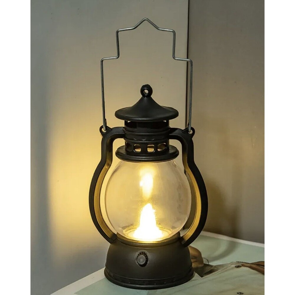 Black Halloween Trick or Treat LED Lantern Vintage Style Battery Operated NEW